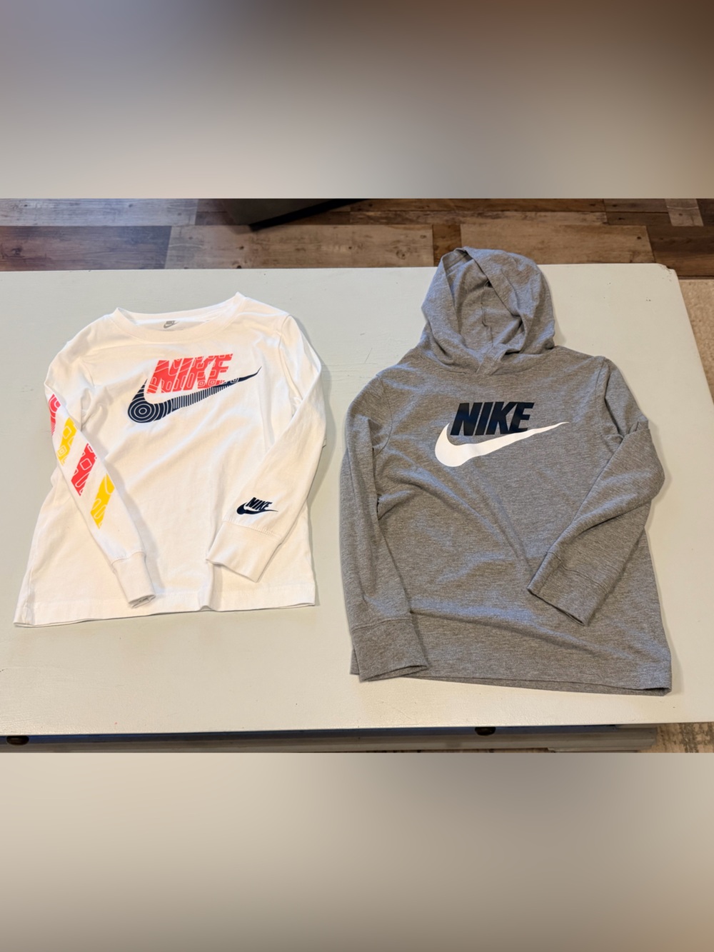 Nike White Graphic Long Sleeve Tee & Gray Hoodie Set